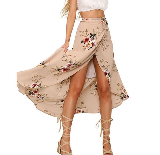 wadifarab High Waist Floral Long Skirt