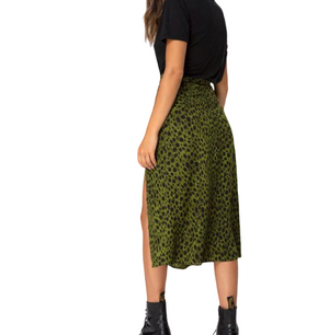 wadifarab Leopard Green Skirt