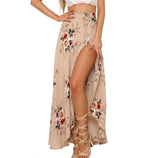 wadifarab High Waist Floral Long Skirt